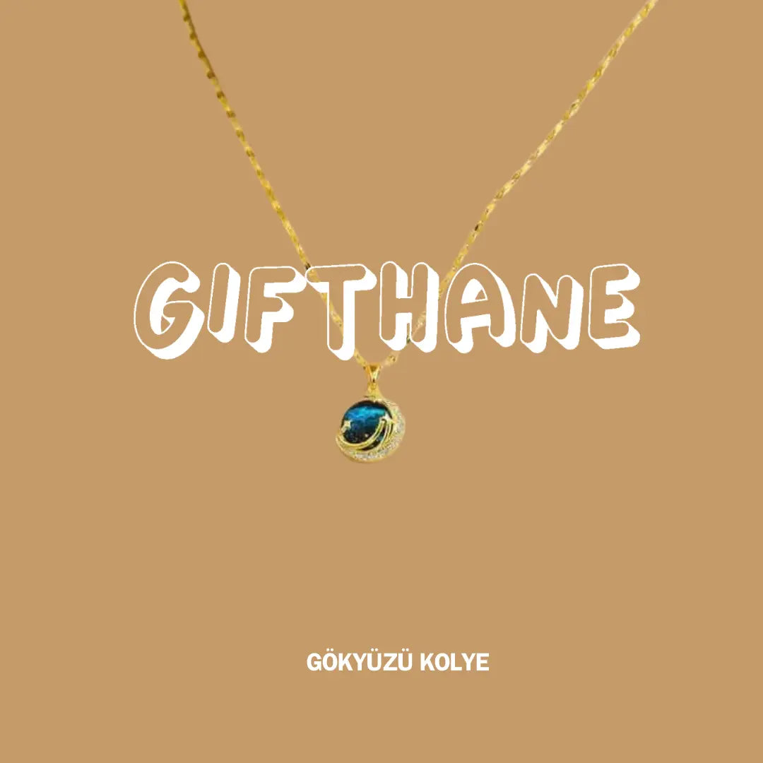 Gifthane™ 14 Ayar Altın Kaplama Gökyüzü Kolye