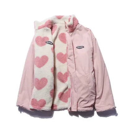 Çift Taraf Kalpli Peluş Ceket - MNDStore