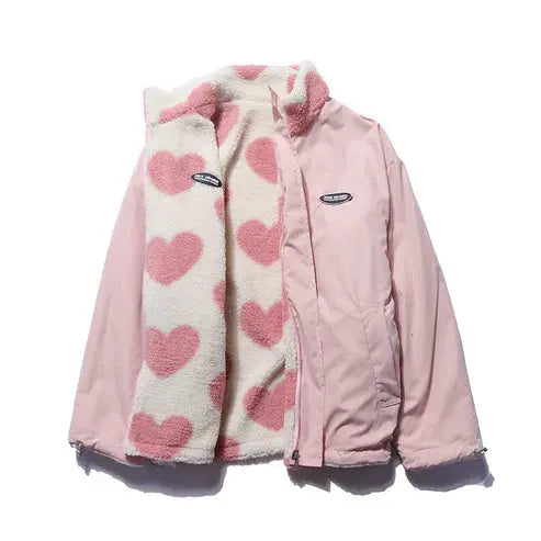 Çift Taraf Kalpli Peluş Ceket - MNDStore