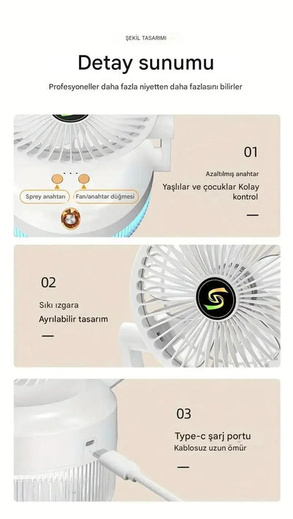 Katlanabilir USB Şarjlı Mini Soğutma Fanı Nemlendirici - MNDStore
