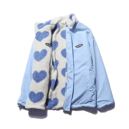 Çift Taraf Kalpli Peluş Ceket - MNDStore