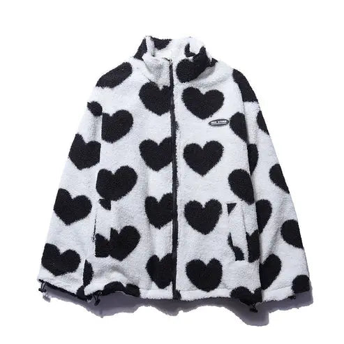 Çift Taraf Kalpli Peluş Ceket - MNDStore