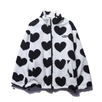 Çift Taraf Kalpli Peluş Ceket - MNDStore