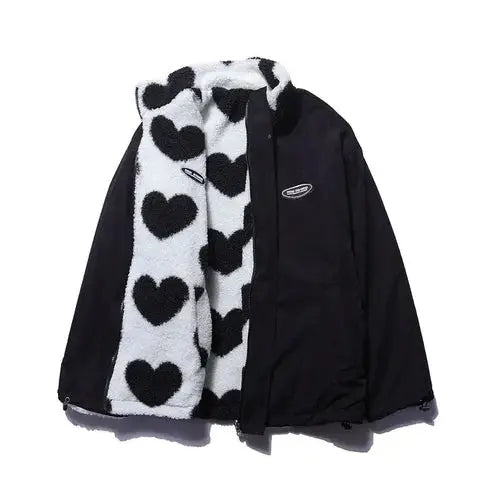 Çift Taraf Kalpli Peluş Ceket - MNDStore