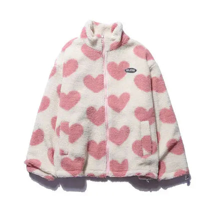 Çift Taraf Kalpli Peluş Ceket - MNDStore